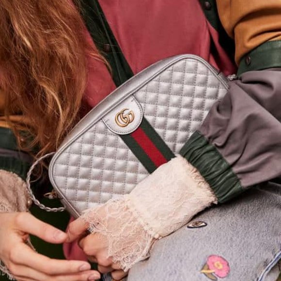 Gucci Handbags - ❌SOLD❌ EUC Authentic Gucci Trapuntata Quilted Silver Crossbody Camera Bag